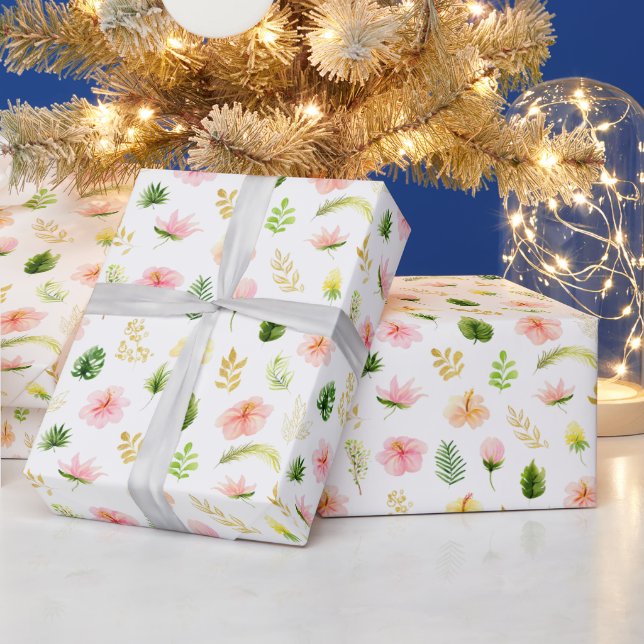 Tropisches Dschungel-Blumenmuster Geschenkpapier (Feiertage)