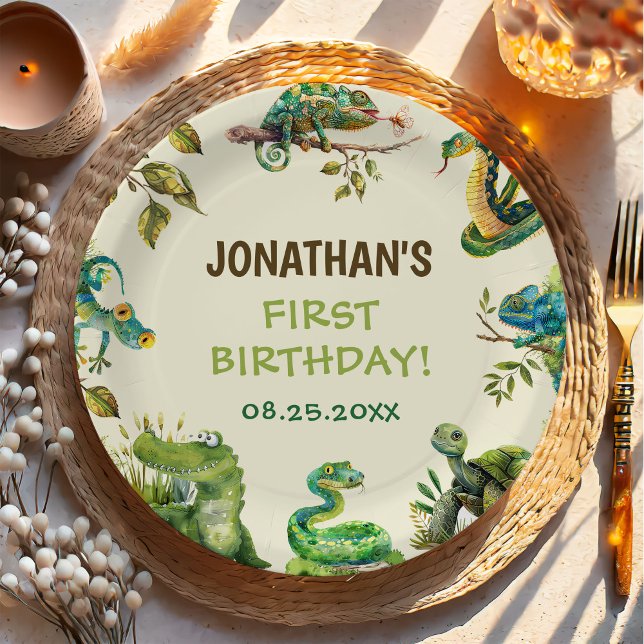 Tropisches Dschungel Reptile Kindergeburtstag Part Pappteller (Von Creator hochgeladen)