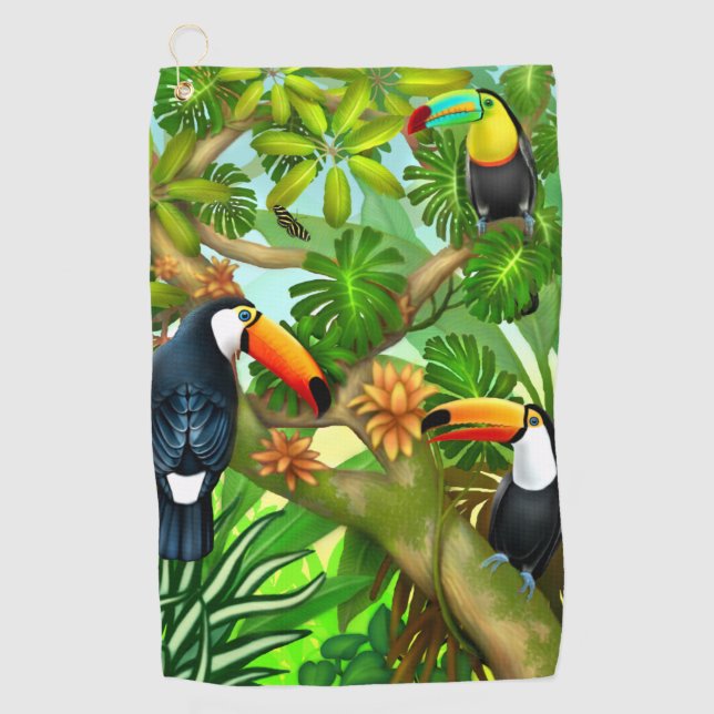Tropisches Dschungel Toucans Golf-Tuch Golfhandtuch (Vorderseite)