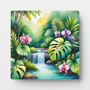 Tropisches Dschungel-Wasserfall-Orchideen-Paradies Fotoplatte