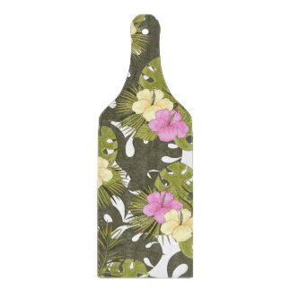 Tropisches Dschungelblätter- und Hibiskus-Muster Schneidebrett