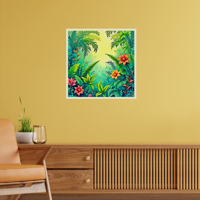 Tropisches Dschungelparadies Design Poster (Wohnzimmer 2)