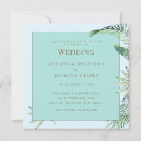Tropisches Eisblau- und Türkis-Quadrat-Hochzeit