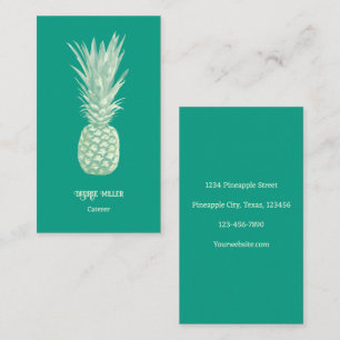 Tropisches Elegantes Aquamarines Beige Ananas Visitenkarte