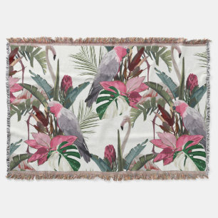Tropisches exotisches Muster mit Papagei, Flamingo Decke