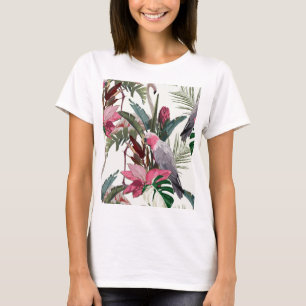 Tropisches exotisches Muster mit Papagei, Flamingo T-Shirt