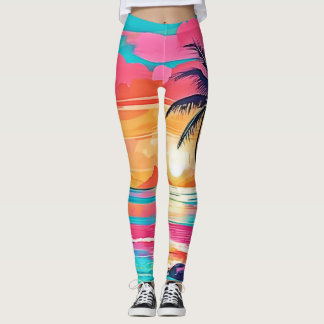 Tropisches Farbglühen Sonnenuntergang Design Leggings
