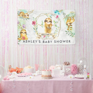 Tropisches Faultier-Baby-Shower-Willkommensbanner Banner