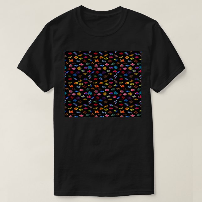 Tropisches Fischmuster kleiner T-Shirt (Design vorne)