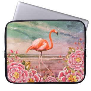 Tropisches Flamingo am Strand und orientalisch-ros Laptopschutzhülle