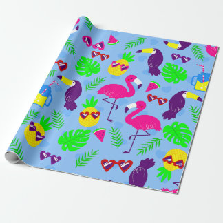 Tropisches Flamingo-Ananas-Wassermelone Geschenkpapier