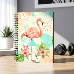 Tropisches Flamingo-Aquarell & geometrisches Muste Notizblock