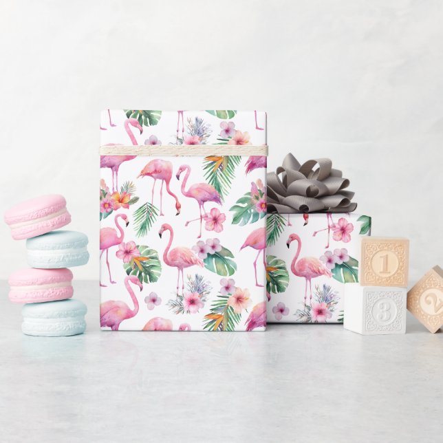 Tropisches Flamingo Baby Duschpapier Geschenkpapier (Babyparty)