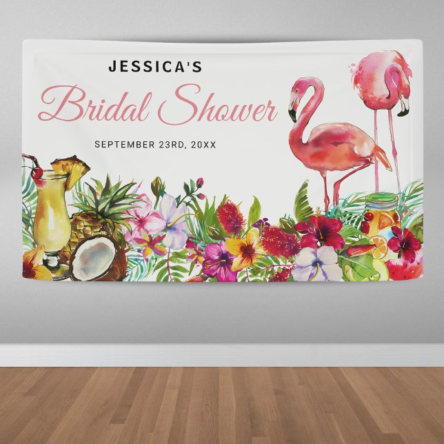 Tropisches Flamingo Beach Brautparty Banner (Von Creator hochgeladen)