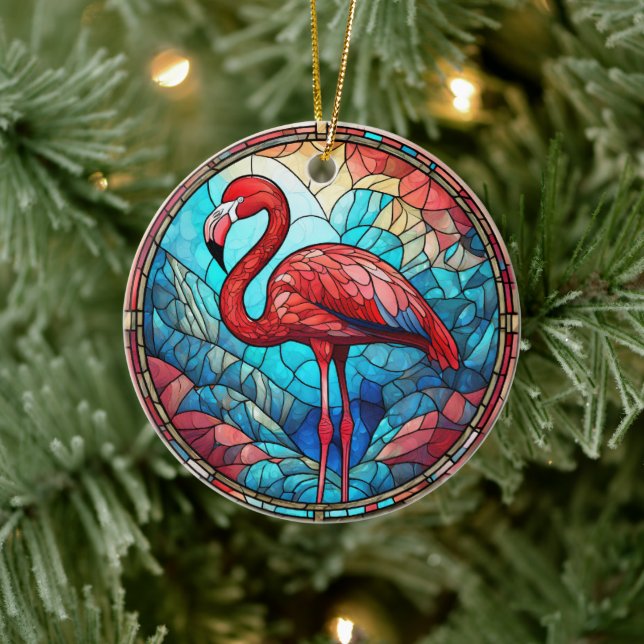 Tropisches Flamingo Keramik Dekorative Ornamente (Baum)
