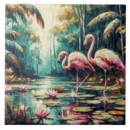 Tropisches Flamingo-Keramikfliese Fliese