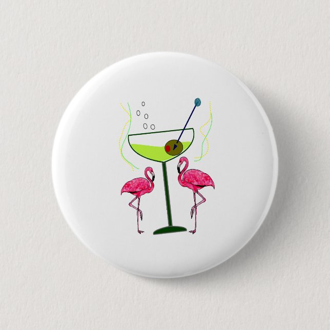 Tropisches Flamingo Kunstschätze Button (Vorderseite)