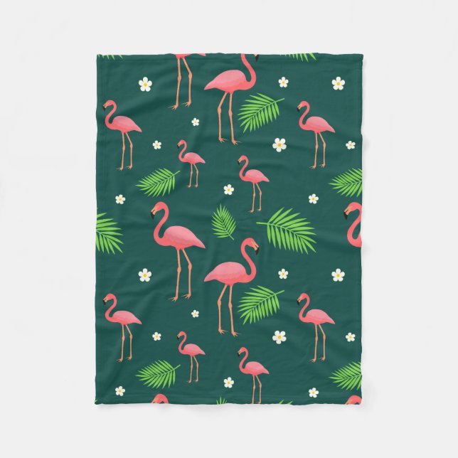 Tropisches Flamingo-Muster Fleecedecke (Vorderseite)