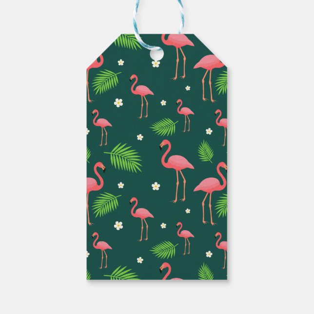 Tropisches Flamingo-Muster Geschenkanhänger (Rückseite)