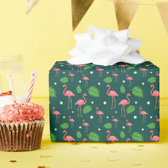 Tropisches Flamingo-Muster Geschenkpapier (Geburtstagsparty)