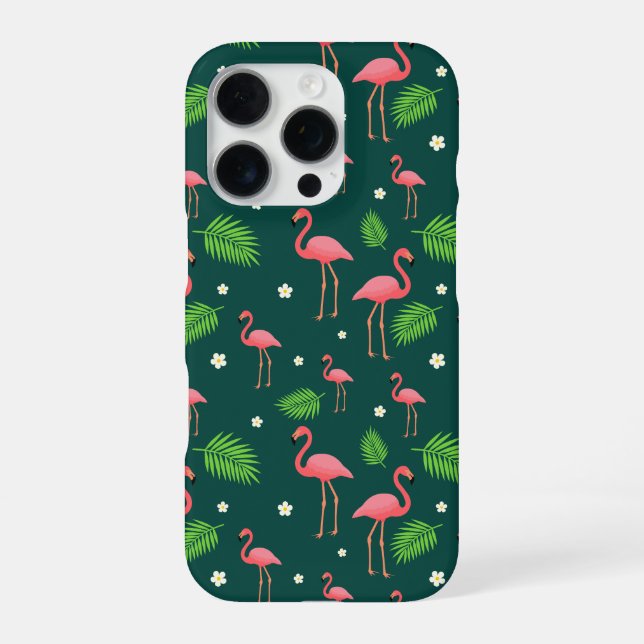 Tropisches Flamingo-Muster iPhone 16 Pro Hülle (Rückseite)