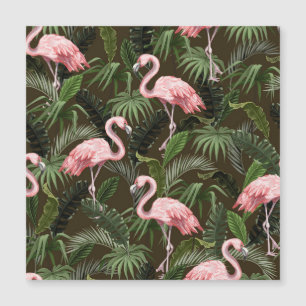 Tropisches Flamingo-Muster: Vintage Blätter Magnetkarte