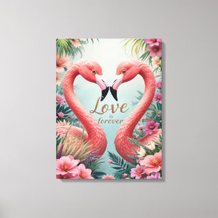 Tropisches Flamingo-Paar in Liebe Leinwanddruck