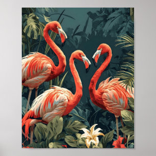 Tropisches Flamingo-Paradies: Vintag Poster