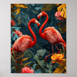 Tropisches Flamingo-Paradies: Vintage Poster