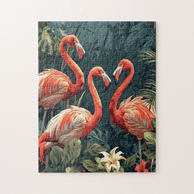 Tropisches Flamingo-Paradies: Vintage Postkarte (Vertikal)