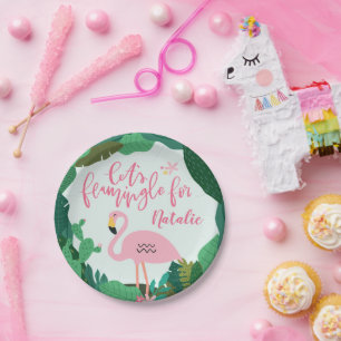 Tropisches Flamingo-Party Pappteller