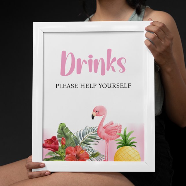 Tropisches Flamingo Pink Drinks Zeichen Poster (Von Creator hochgeladen)