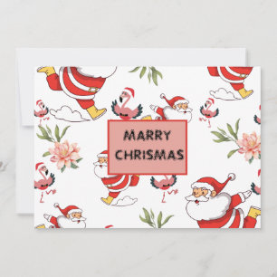 Tropisches Flamingo-Santa-Weihnachtsmuster Feiertagskarte