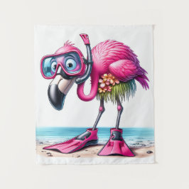 Tropisches Flamingo-Schnorcheldesign Wandteppich