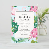 Tropisches Flamingo und orchid Sommer Paare Dusche
