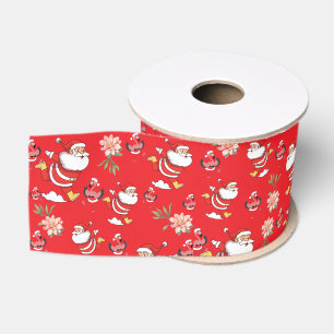 Tropisches Flamingo-Weihnachtsmann-Weihnachtsmuste Ripsband