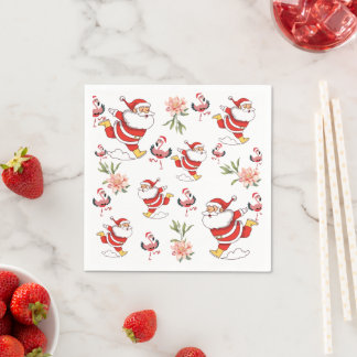 Tropisches Flamingo-Weihnachtsmann-Weihnachtsmuste Serviette