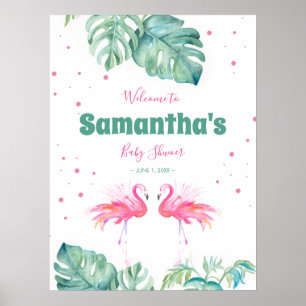 Tropisches Flamingo-Willkommensparty-Schild Poster