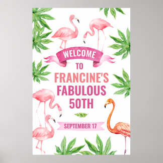 Tropisches Flamingo Willkommensschild, tropisches Poster