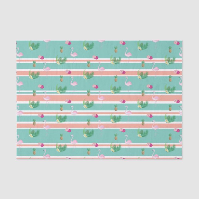 Tropisches Flamingo Wrapping Tissue Paper Seidenpapier (Vorderseite)