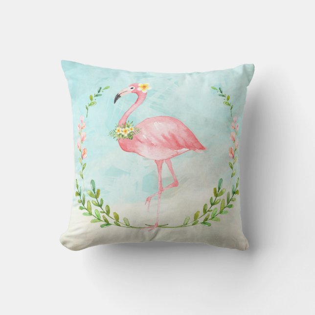 Tropisches Flamingo-Wurfs-Kissen Kissen (Vorderseite)