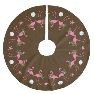 Tropisches Flamingos Polyester Weihnachtsbaumdecke