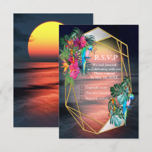 Tropisches Flora-Paradies bei Sonnenuntergang RSVP Karte