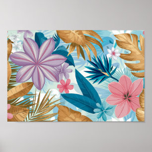 Tropisches Floral mit üppigen Blättern und exotisc Poster