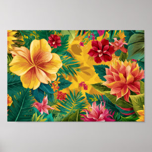 Tropisches Floral, Strahlende Blüten und üppiges L Poster