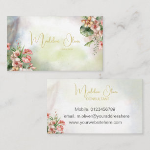 Tropisches florales Botanisches Elegantes Design Visitenkarte