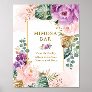 Tropisches Florales Mimosa-Bar-Hochzeits-Brautjung Poster