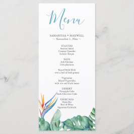 Tropisches florales Thema Hochzeitsmenükarte Menükarte