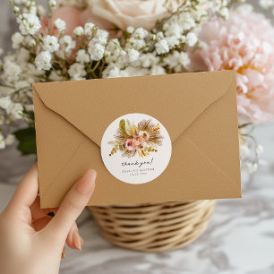 Tropisches florales Vintage-Dankeschön Runder Aufkleber