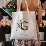 Tropisches Foliage Monogram Letter "G" Personalisi Tragetasche<br><div class="desc">Personalisierte tropische Blätter monogramm Buchstaben "G" mit Imitaten goldene Akzente auf die Tasche. Klicken Sie auf den Link Anpassen,  um Schriftart,  Größe und Farbe zu ändern. >>>> Karo der gesamten Auflistung (Link unten) https://www.zazzle.com/collections/tropical_foliage_monogram_tote_bags_coffee_mugs-119635332640853209</div>